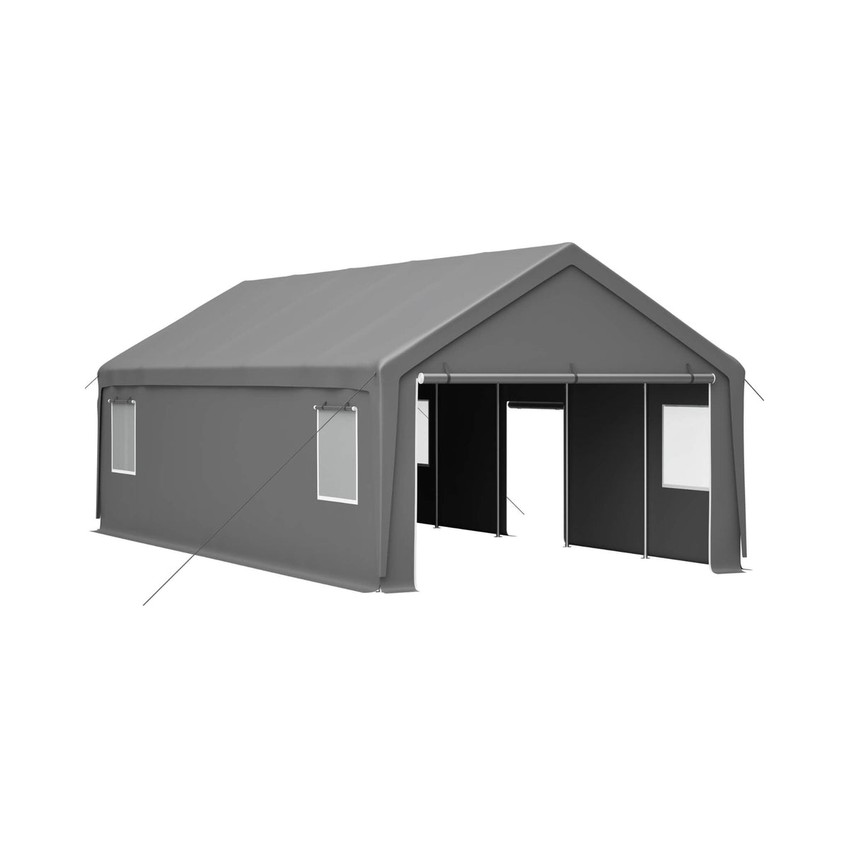 [13X26FT] Heavy-Duty Carport Canopy With Roll-Up Doors And Windows (SAK14975)