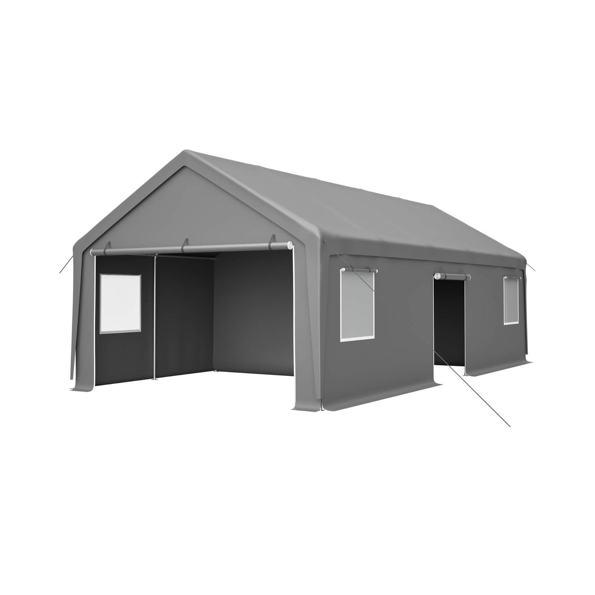 [13X26FT] Heavy-Duty Carport Canopy With Roll-Up Doors And Windows (SAK14975)