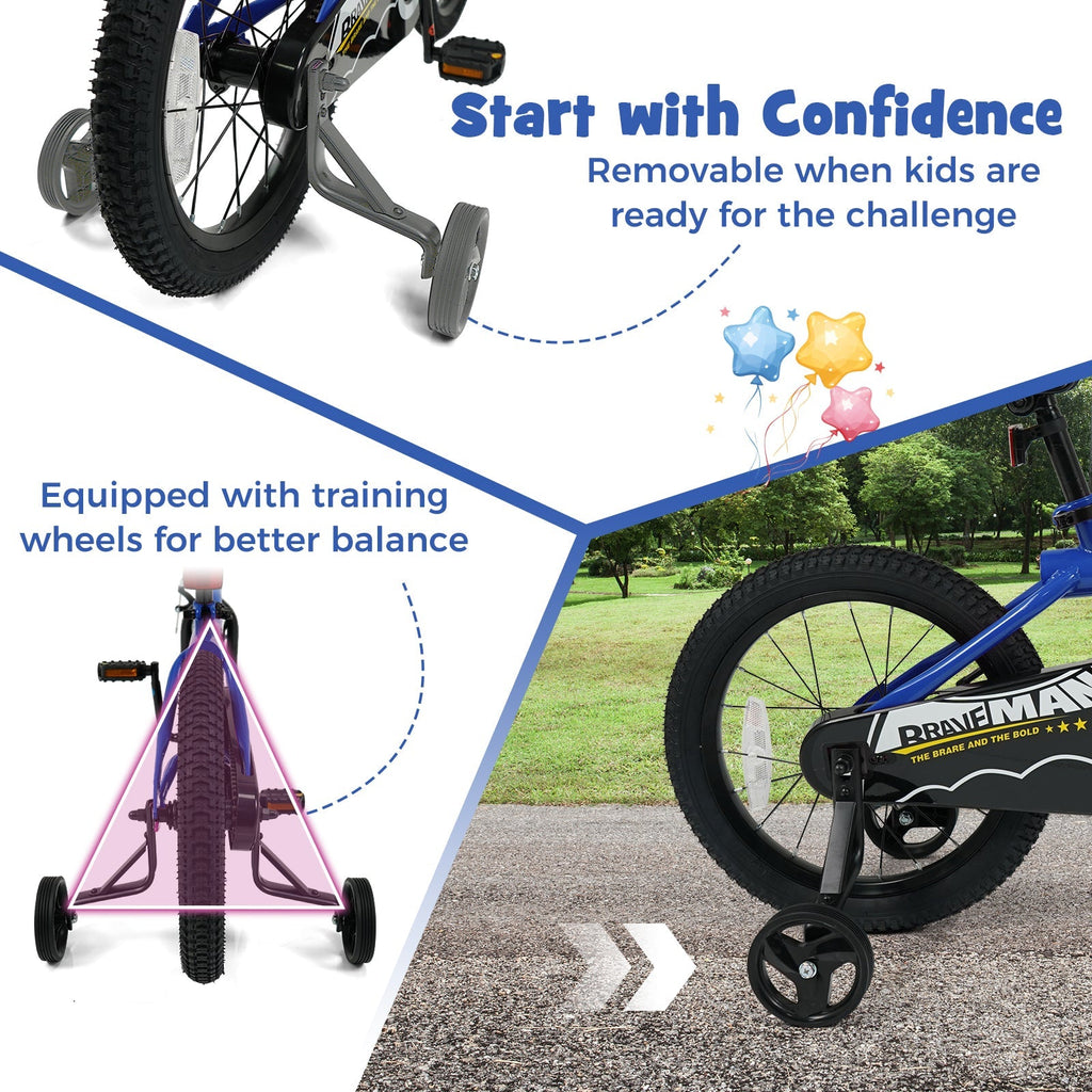 Kids Bike 14-Inch with Removable Training Wheels Navy