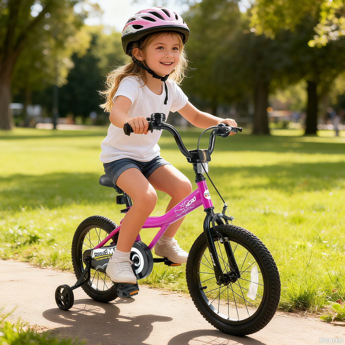 Kids Bike 14-Inch with Removable Training Wheels Pink