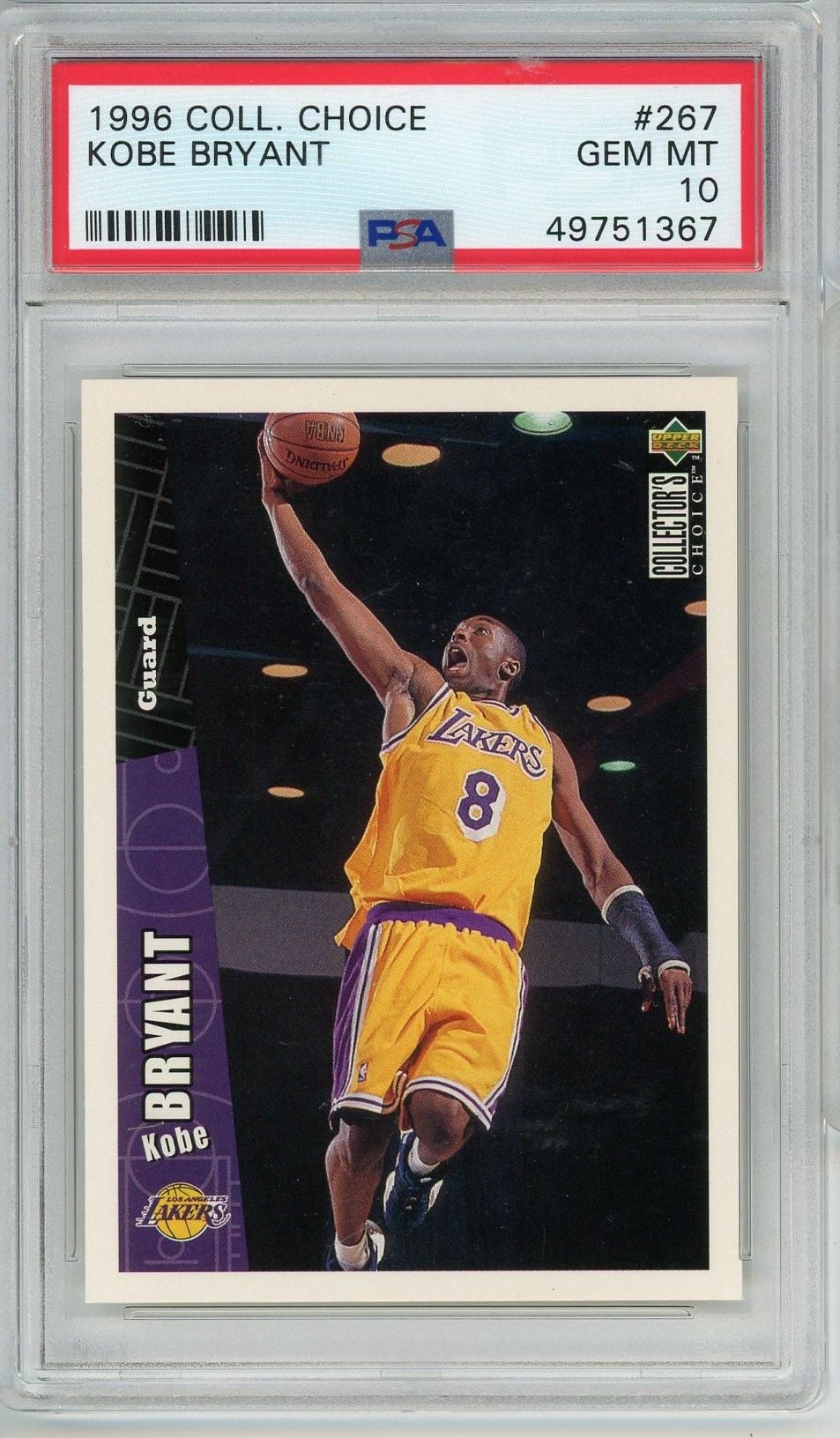Graded 1996-97 Collector's Choice Kobe Bryant #267 Rookie RC Basketball Card PSA 10 Gem Mint