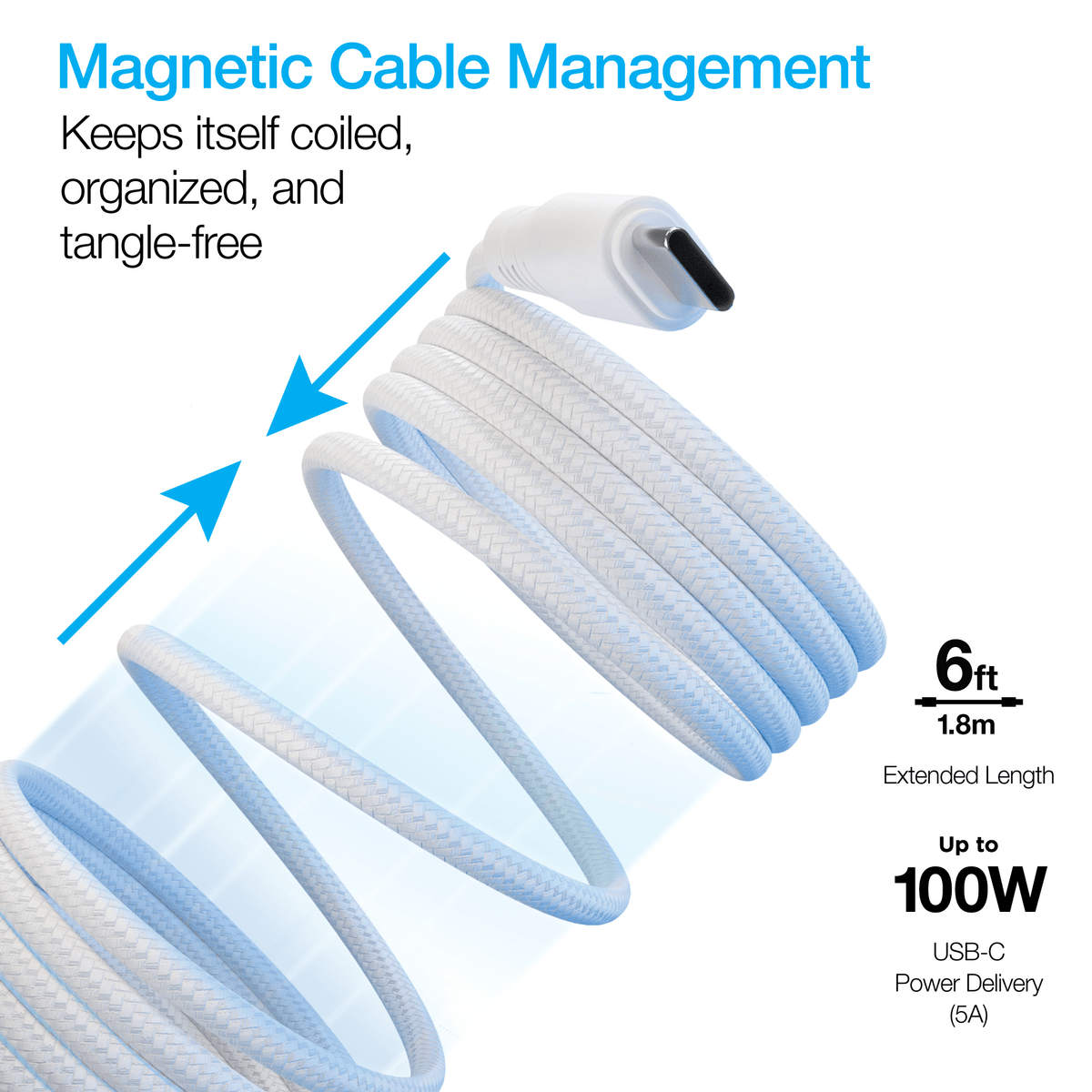 Naztech REcoil USB-C to USB-C Magnetic Cable 6ft