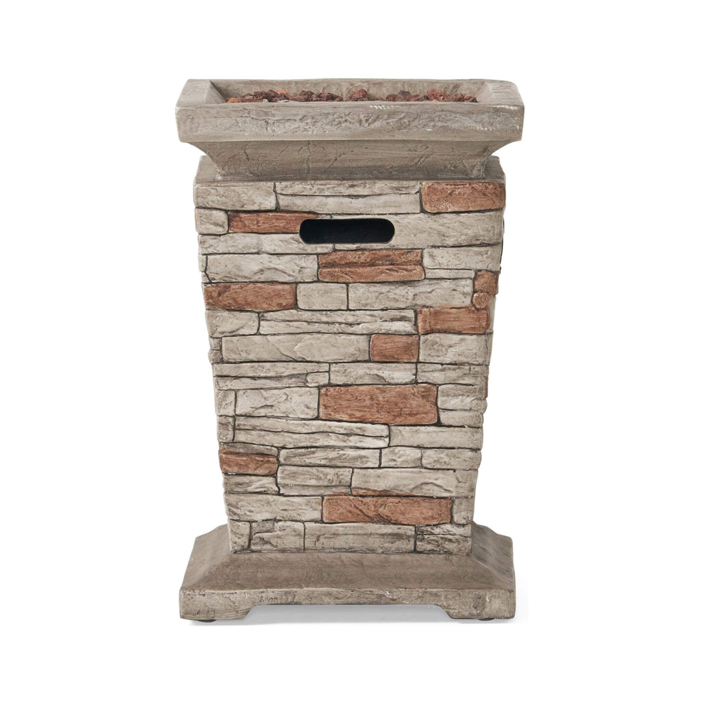19-Inch Outdoor 40K BTU Natural Stone Fire Column (SAK36771)