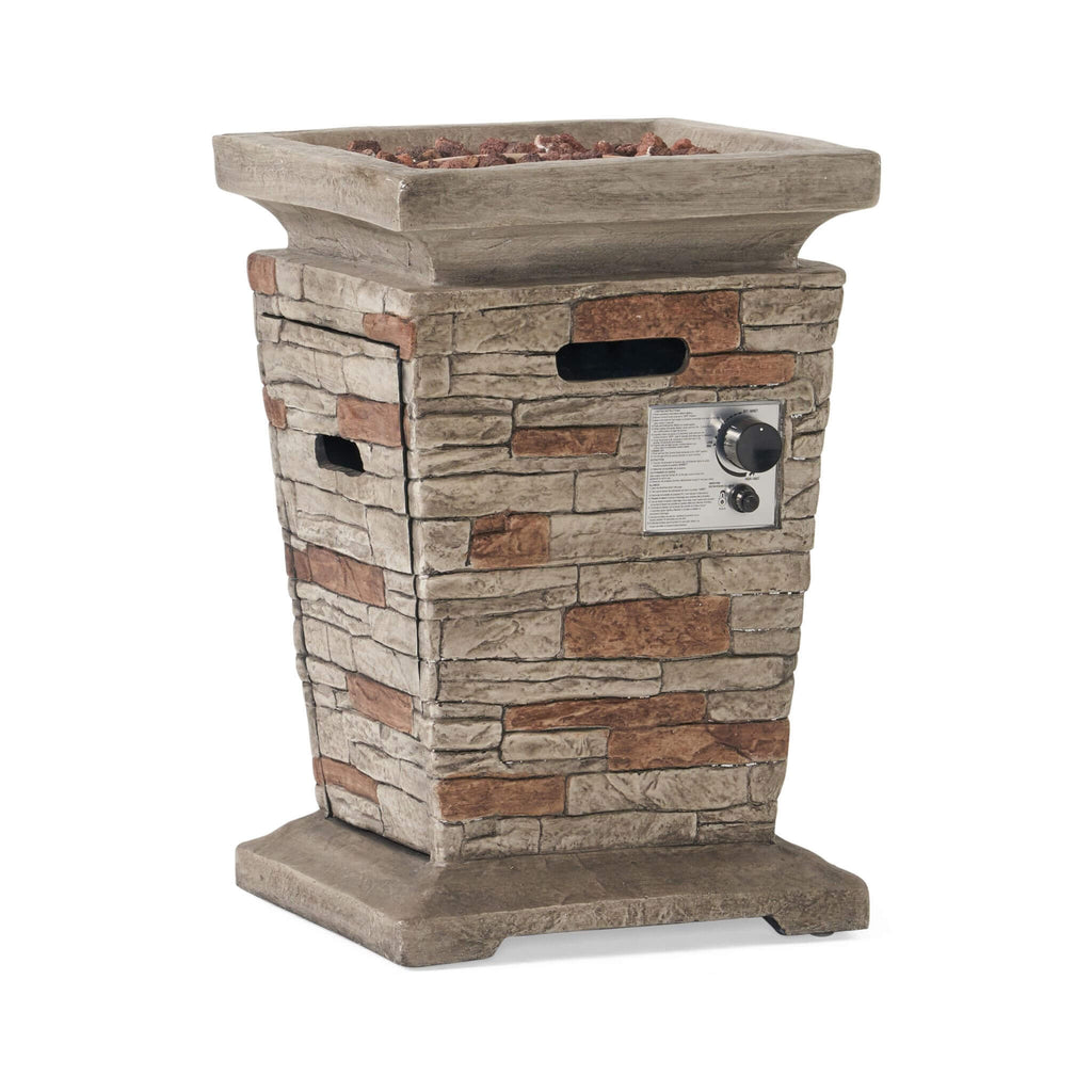 19-Inch Outdoor 40K BTU Natural Stone Fire Column (SAK36771)