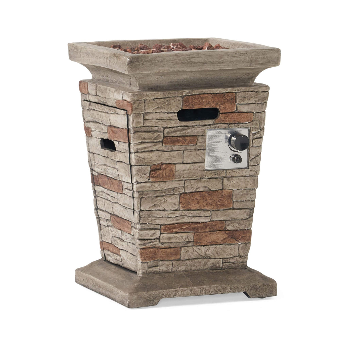19-Inch Outdoor 40K BTU Natural Stone Fire Column (SAK36771)