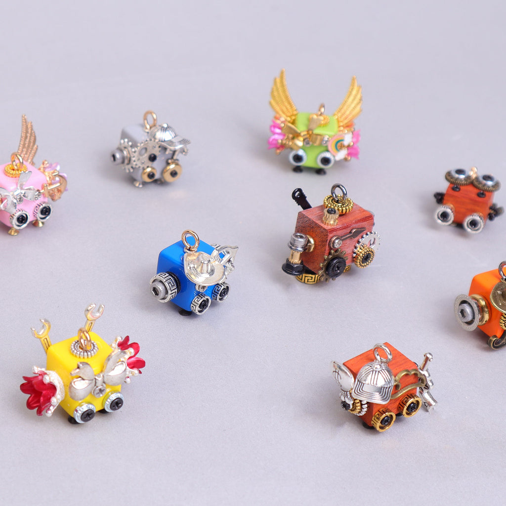 Handcrafted Wooden Bot Necklace, Keychain, or Mini Decor