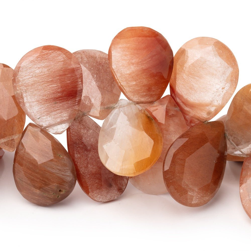 19x13-22x15mm Rutilated Quartz Faceted Pear Beads 8 inch 34 pieces