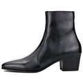 OSSTONE Men Chelsea Ankle Boots Leather Heeled Boots With Side Zipper Cuban Heel Dress Boots Disco Shoes OS-JY046