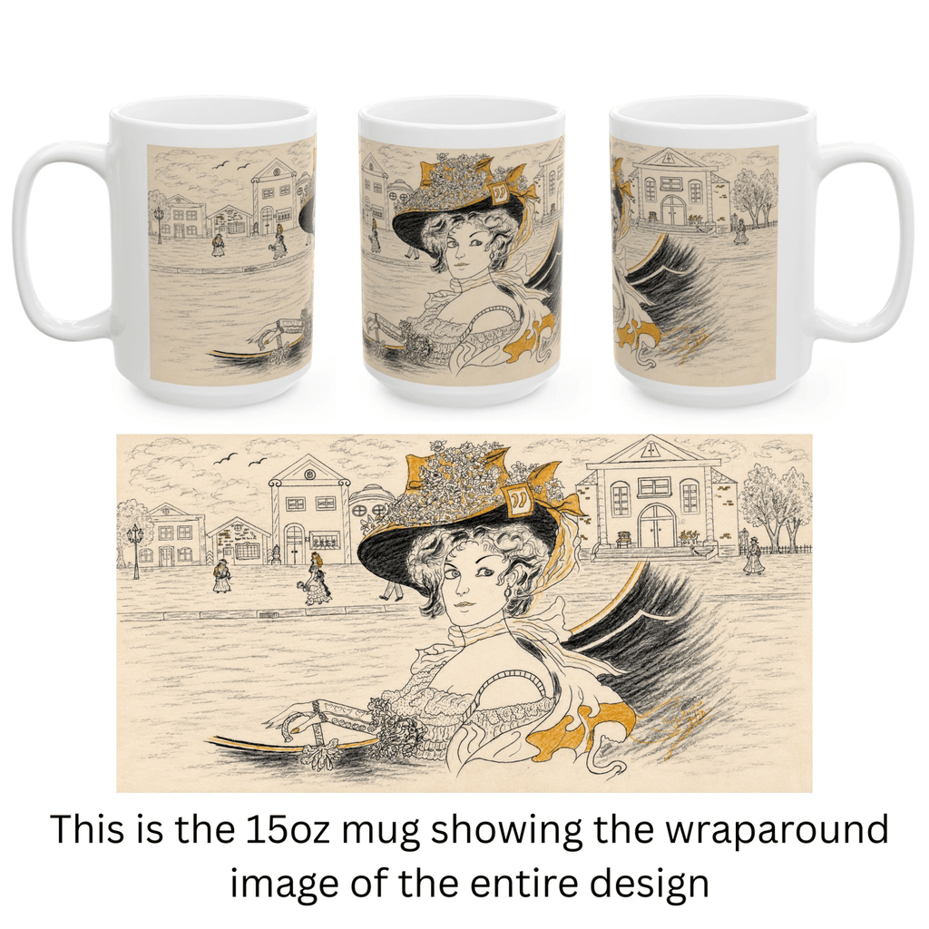 PimsArt Vintage Belle Victorian Mug From Original Drawing