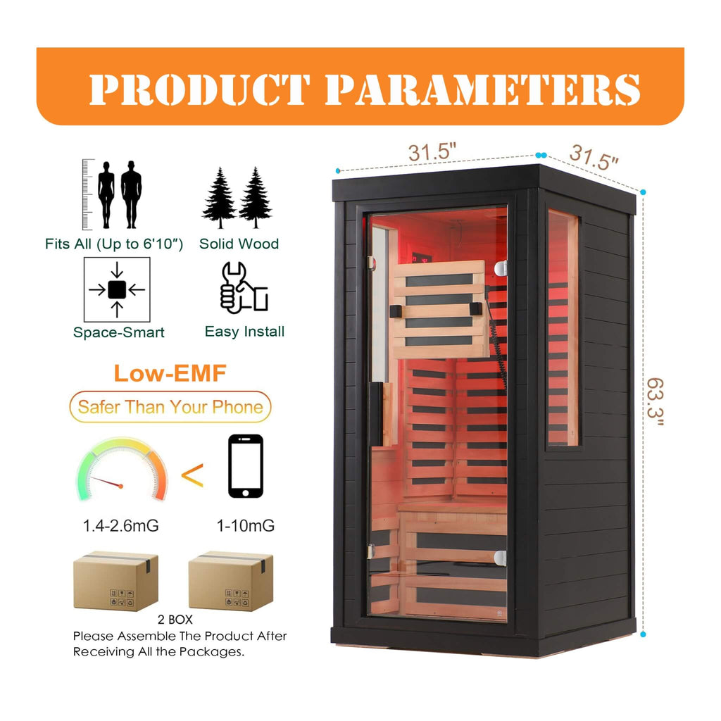 2-Person Low EMF Indoor Infrared Sauna With Red Light Therapy (SAK37542)