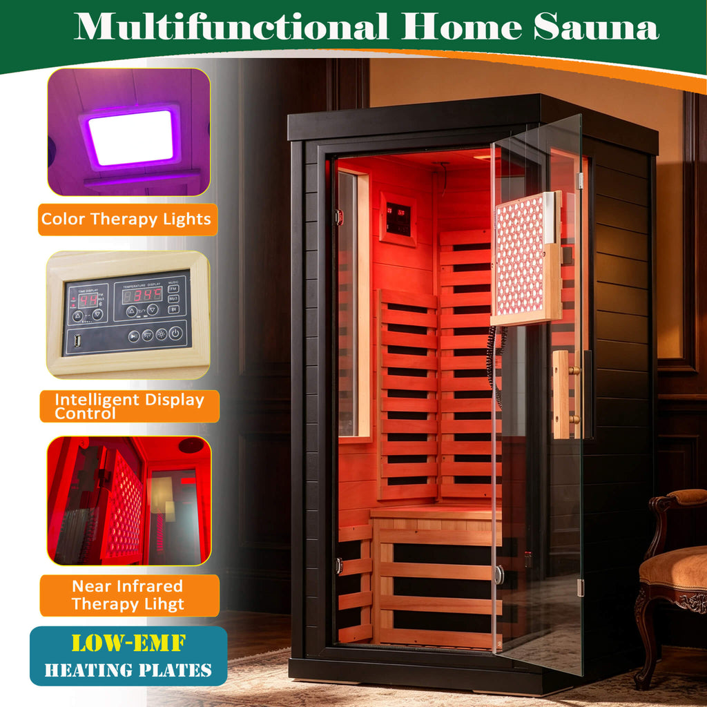 2-Person Low EMF Indoor Infrared Sauna With Red Light Therapy (SAK37542)