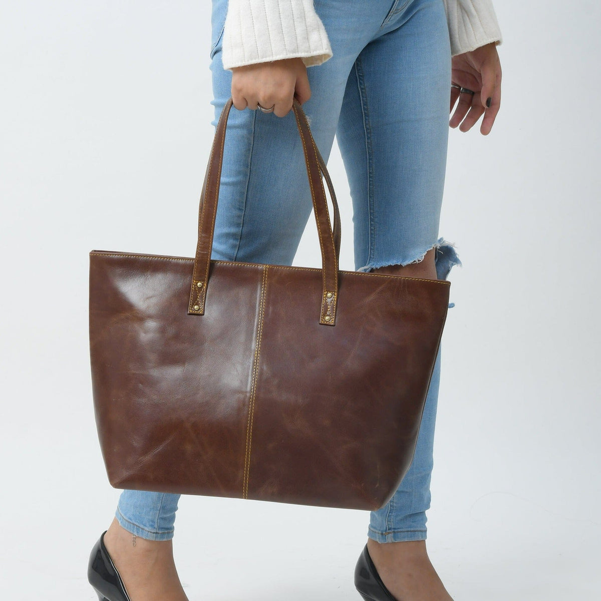 The Kim Tote Bag- Dark Brown