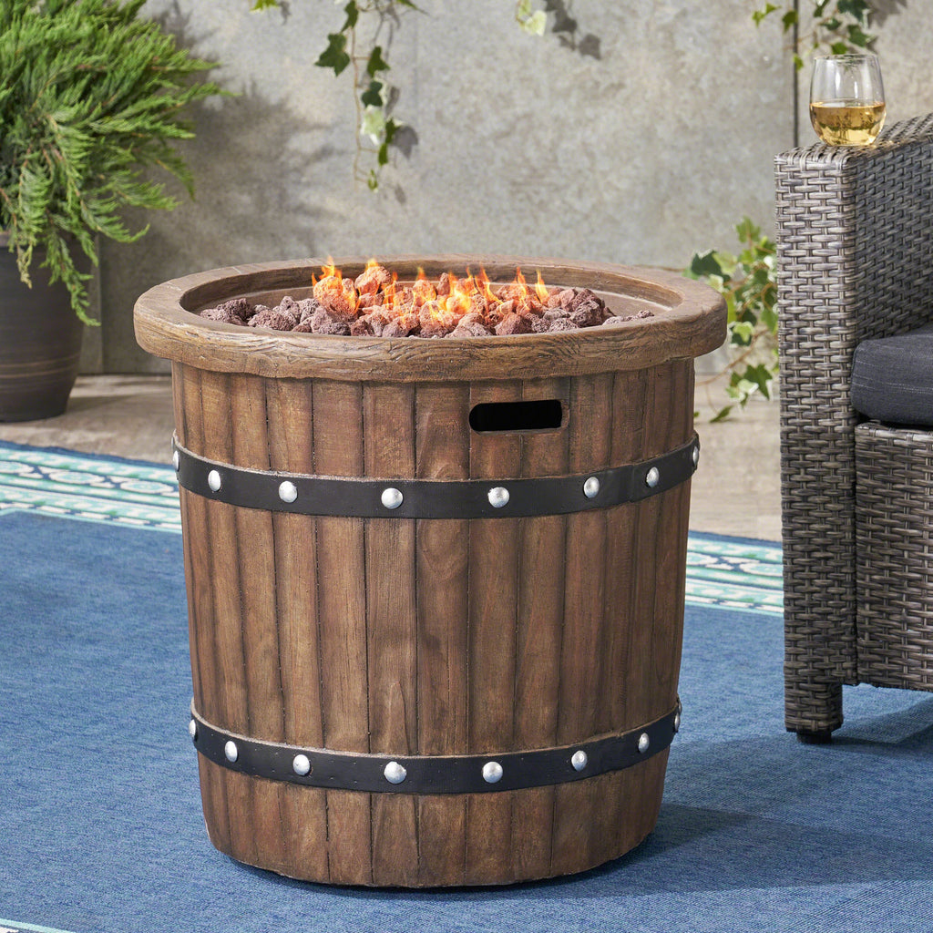25-Inch Round 40K BTU Liquid Propance Concrete Fire Pit (SAK88764)