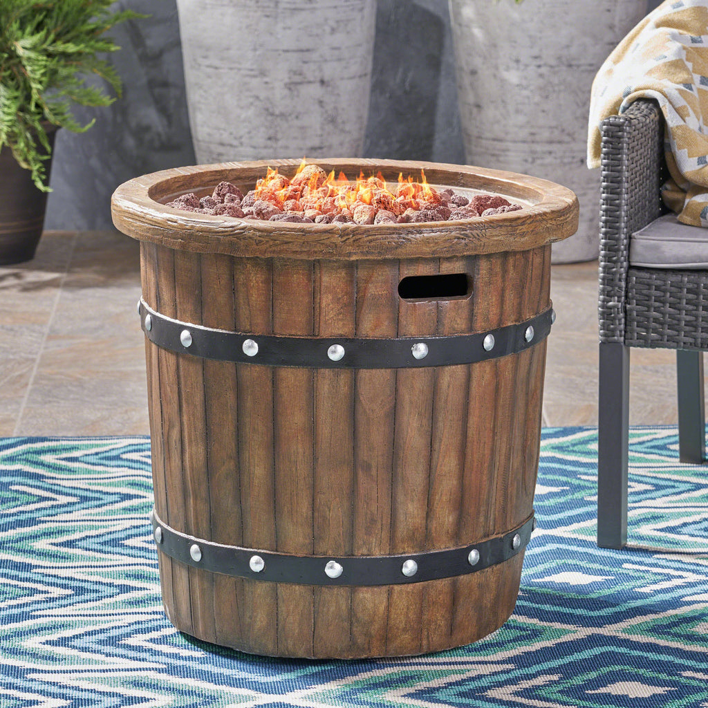 25-Inch Round 40K BTU Liquid Propance Concrete Fire Pit (SAK88764)