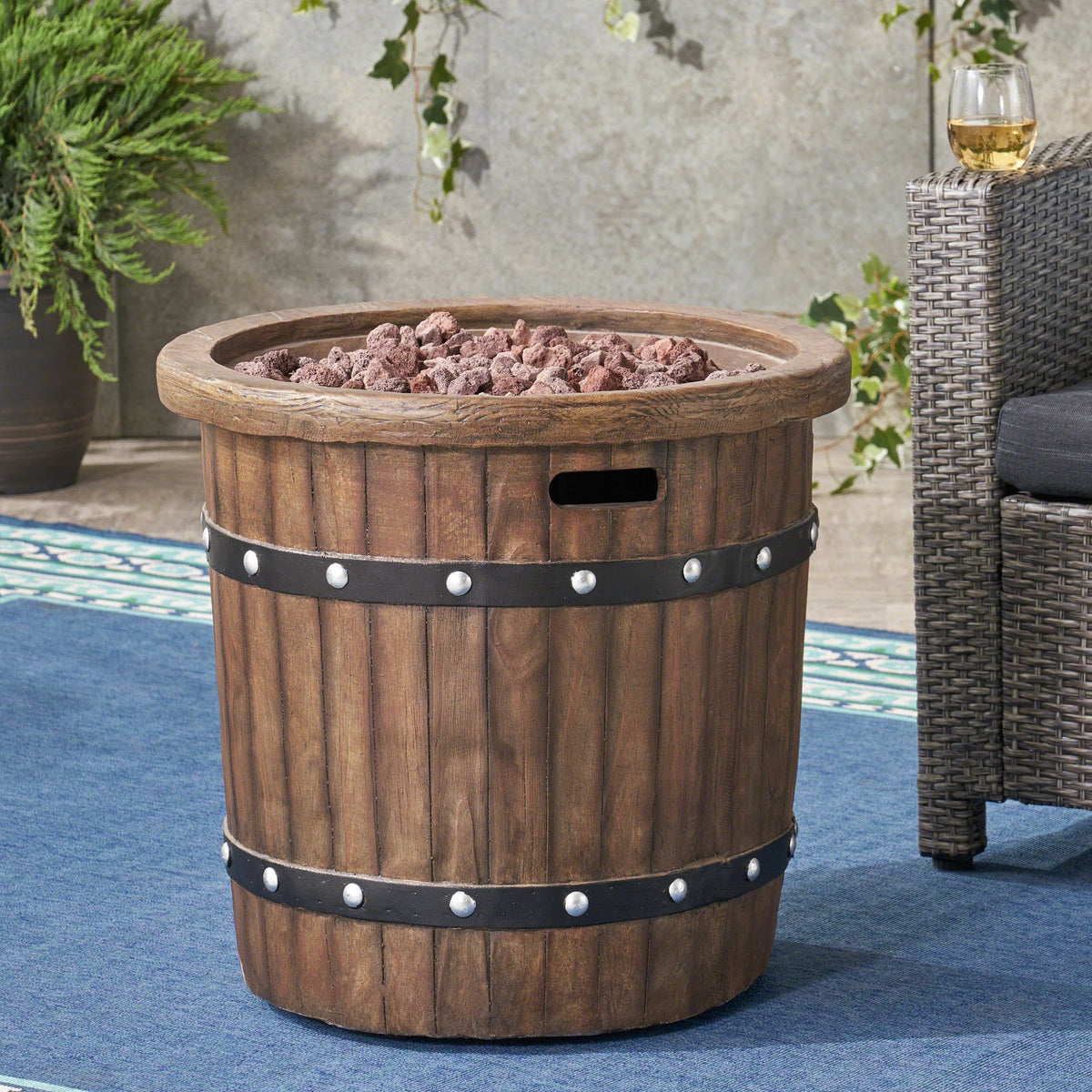 25-Inch Round 40K BTU Liquid Propance Concrete Fire Pit (SAK88764)
