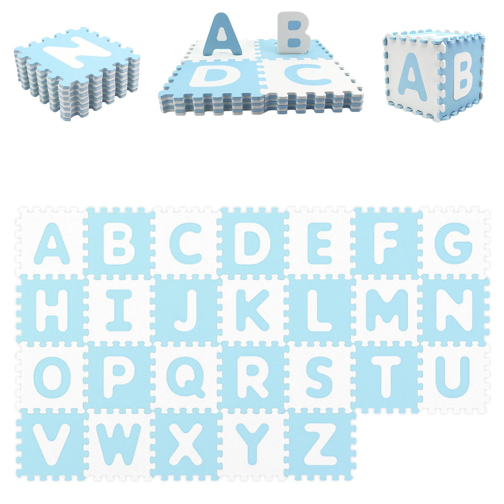 26 Pieces Interlocking ABC Play Mats with Detachable Letters