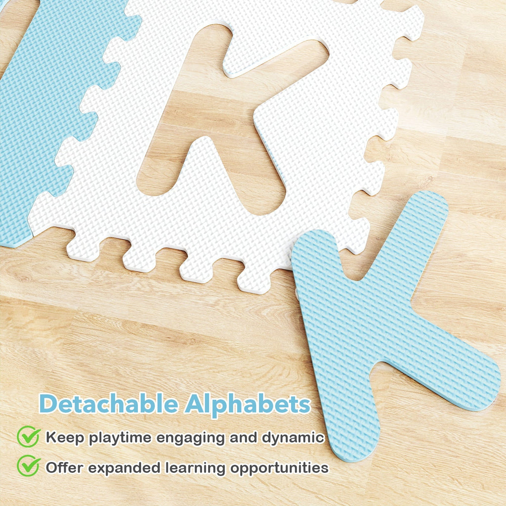 26 Pieces Interlocking ABC Play Mats with Detachable Letters