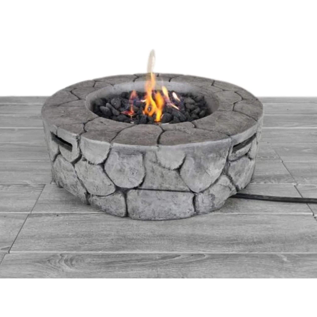 28-Inch Stone Gray Outdoor Fiber Reinforced Concrete Propane Fire Pit (SAK16725)
