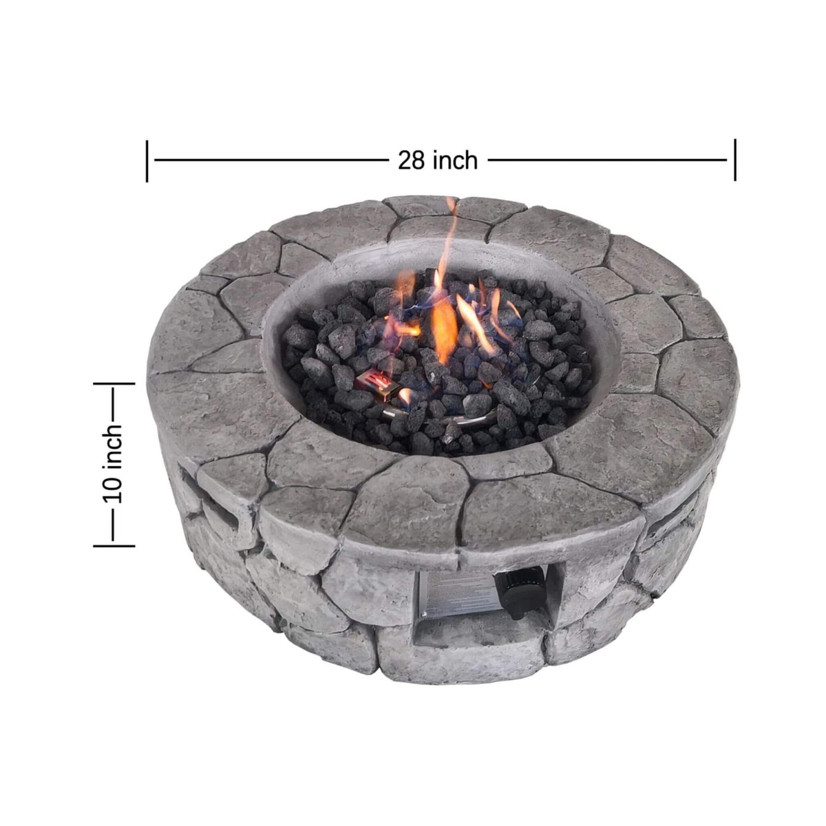 28-Inch Stone Gray Outdoor Fiber Reinforced Concrete Propane Fire Pit (SAK16725)