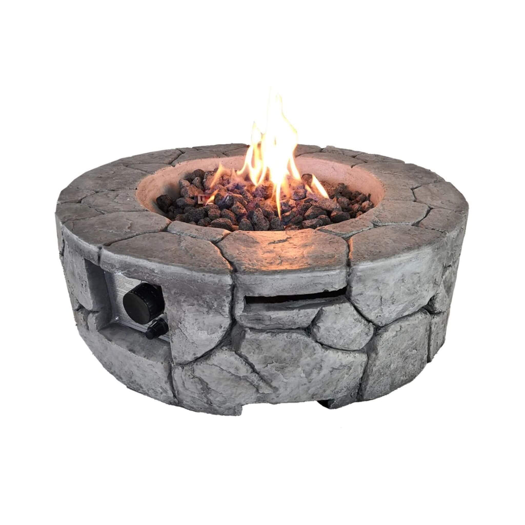 28-Inch Stone Gray Outdoor Fiber Reinforced Concrete Propane Fire Pit (SAK16725)