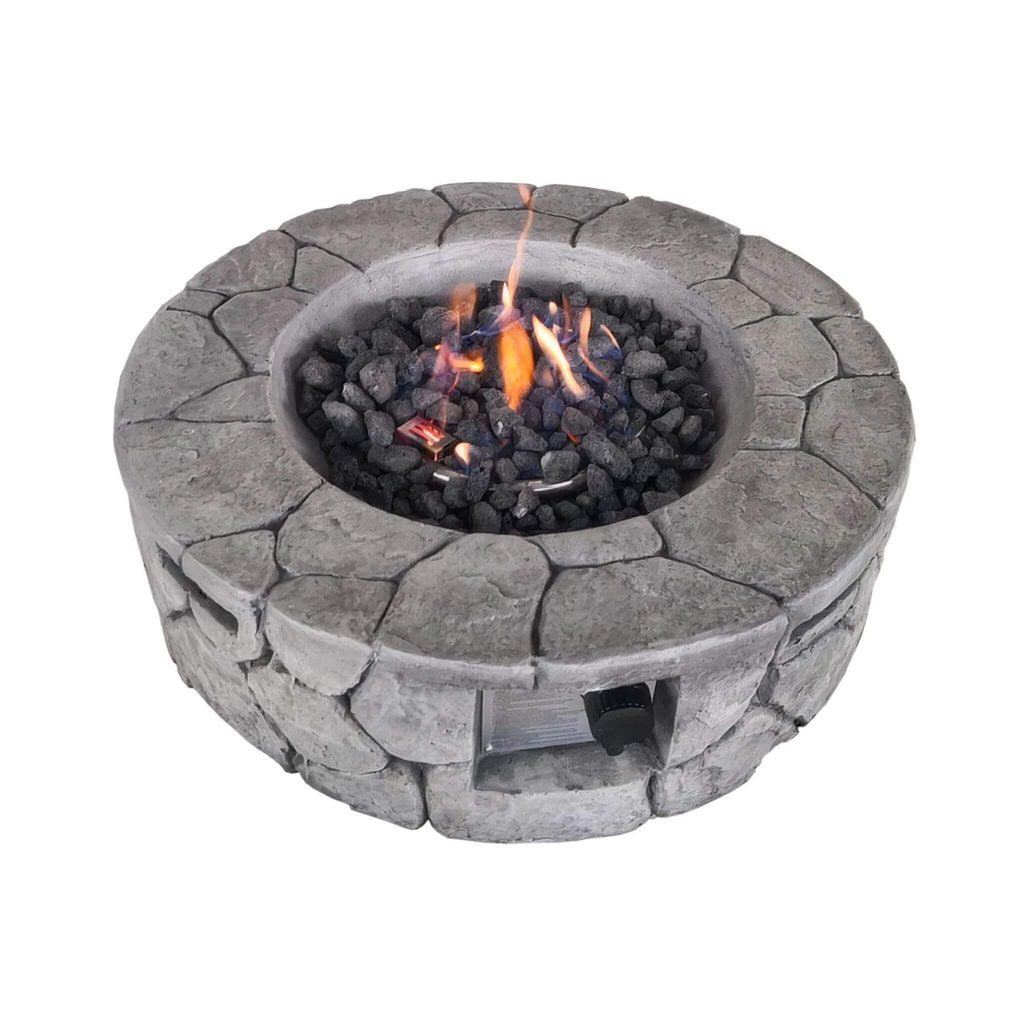 28-Inch Stone Gray Outdoor Fiber Reinforced Concrete Propane Fire Pit (SAK16725)