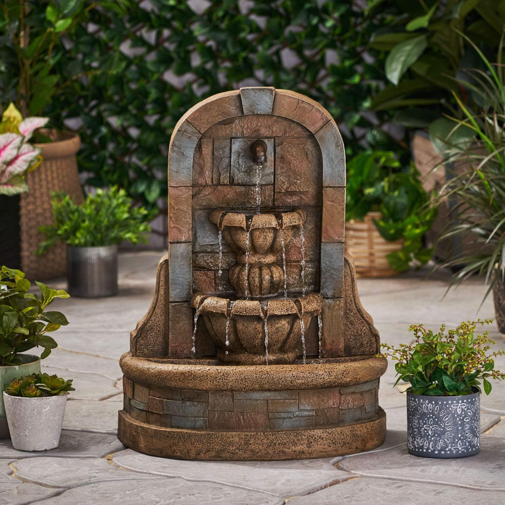 29-Inch Tall Outdoor Weather-Resistant Faux Stone Floor Fountain (SAK63421)