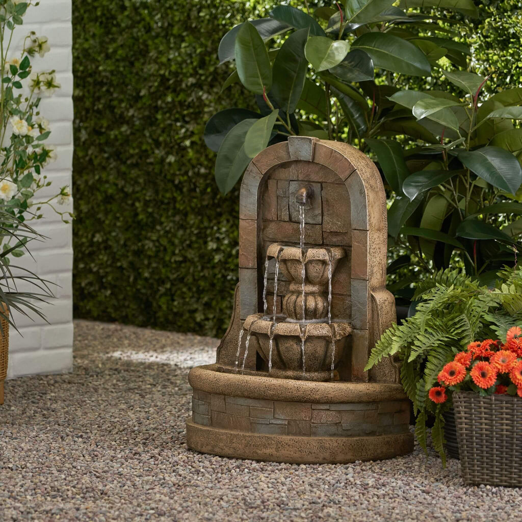 29-Inch Tall Outdoor Weather-Resistant Faux Stone Floor Fountain (SAK63421)