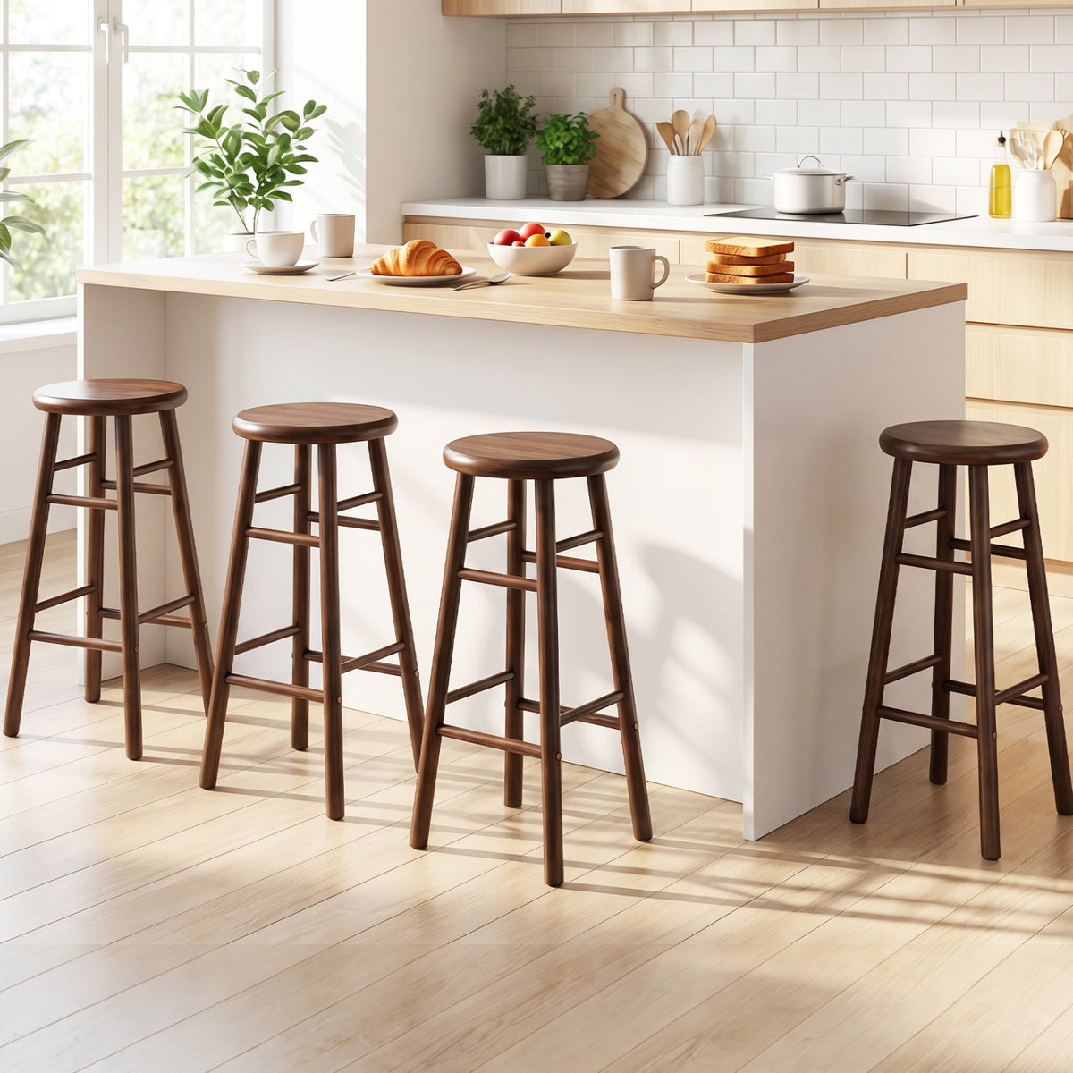 29" Swivel Bar Stools Set of 2 with Footrests