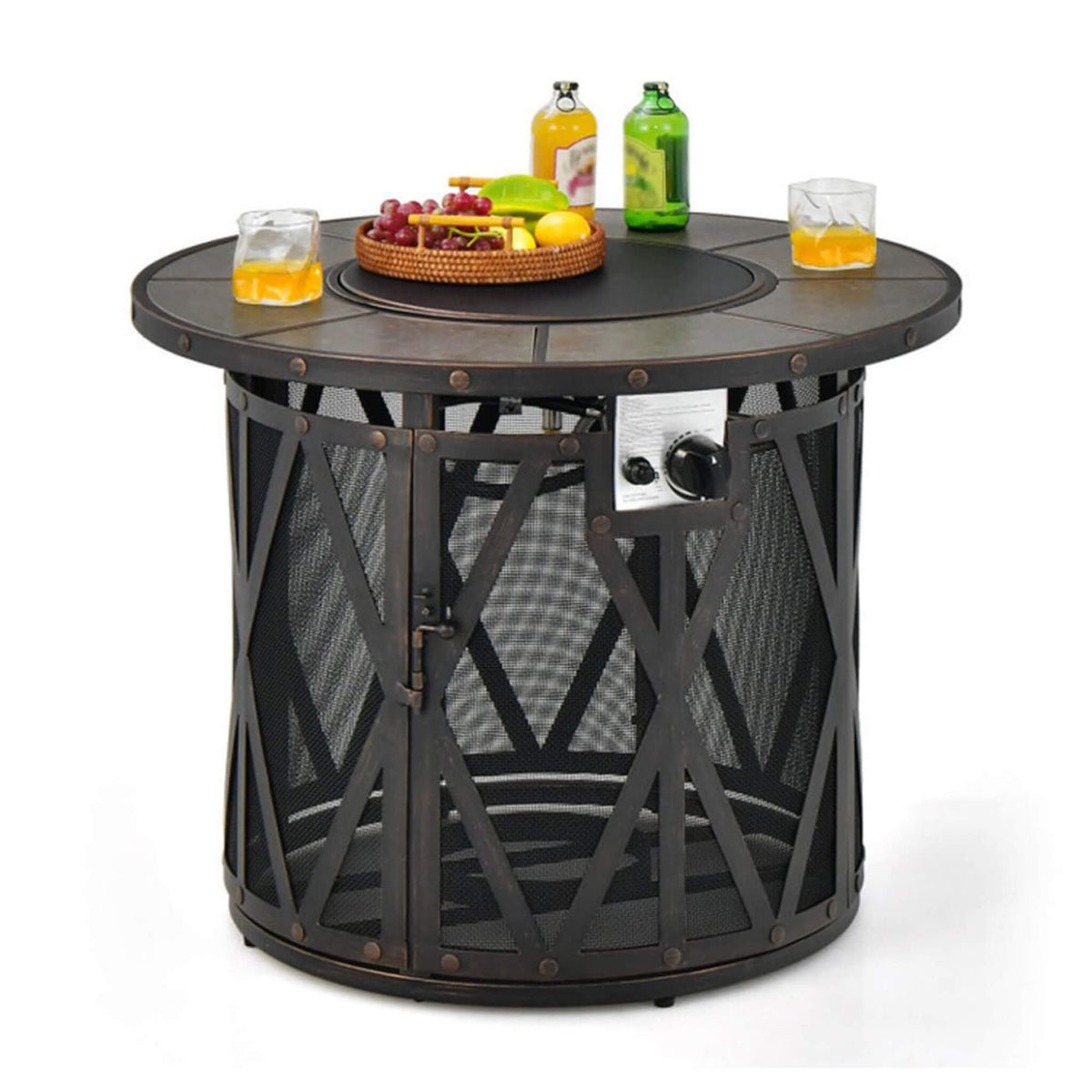 30-Inch 30K BTU Premium Outdoor Patio Gas Fire Pit Table With Fire Glass And Cover (SAK17432)