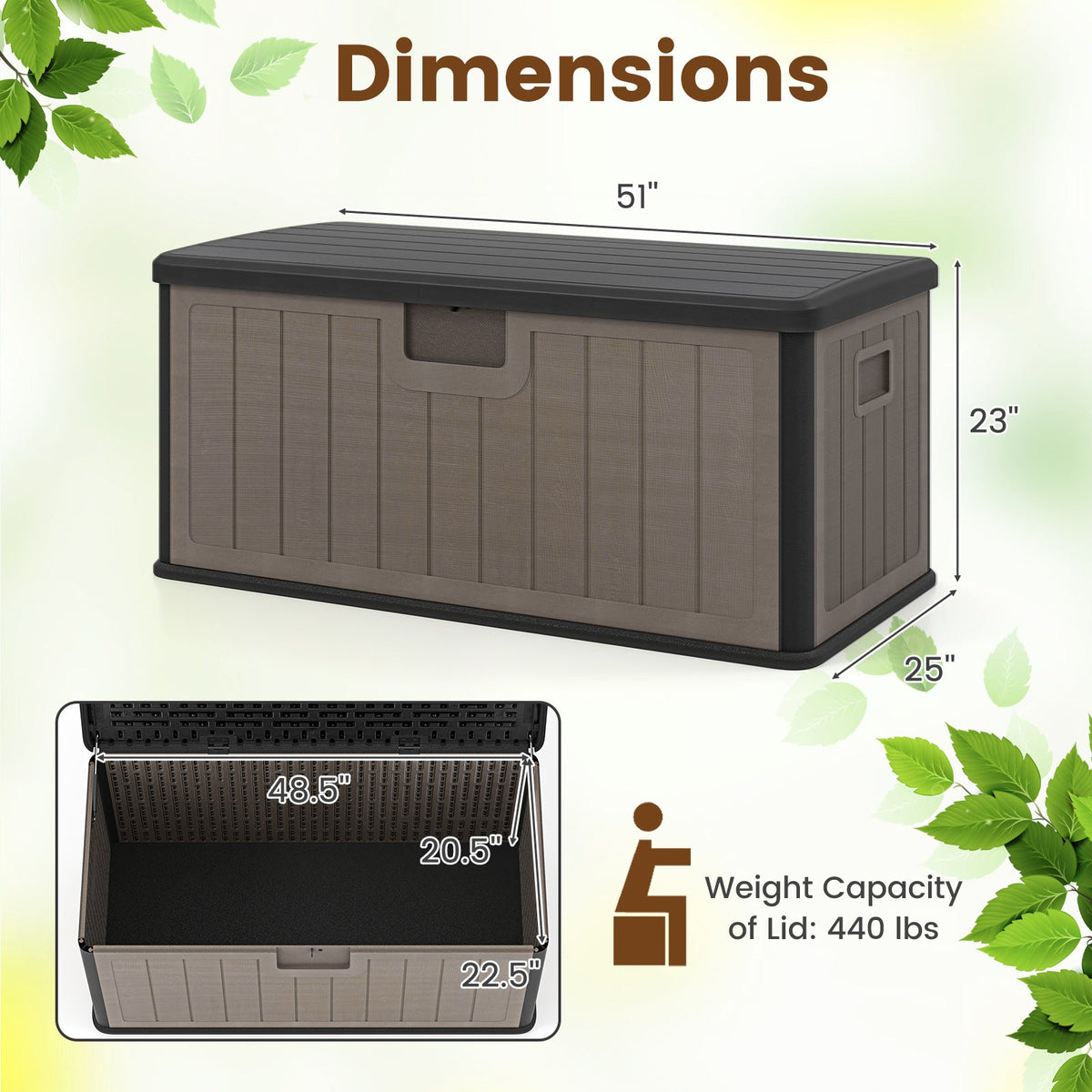 100 Gallon Large Deck Box with Lockable Lid for Patio
