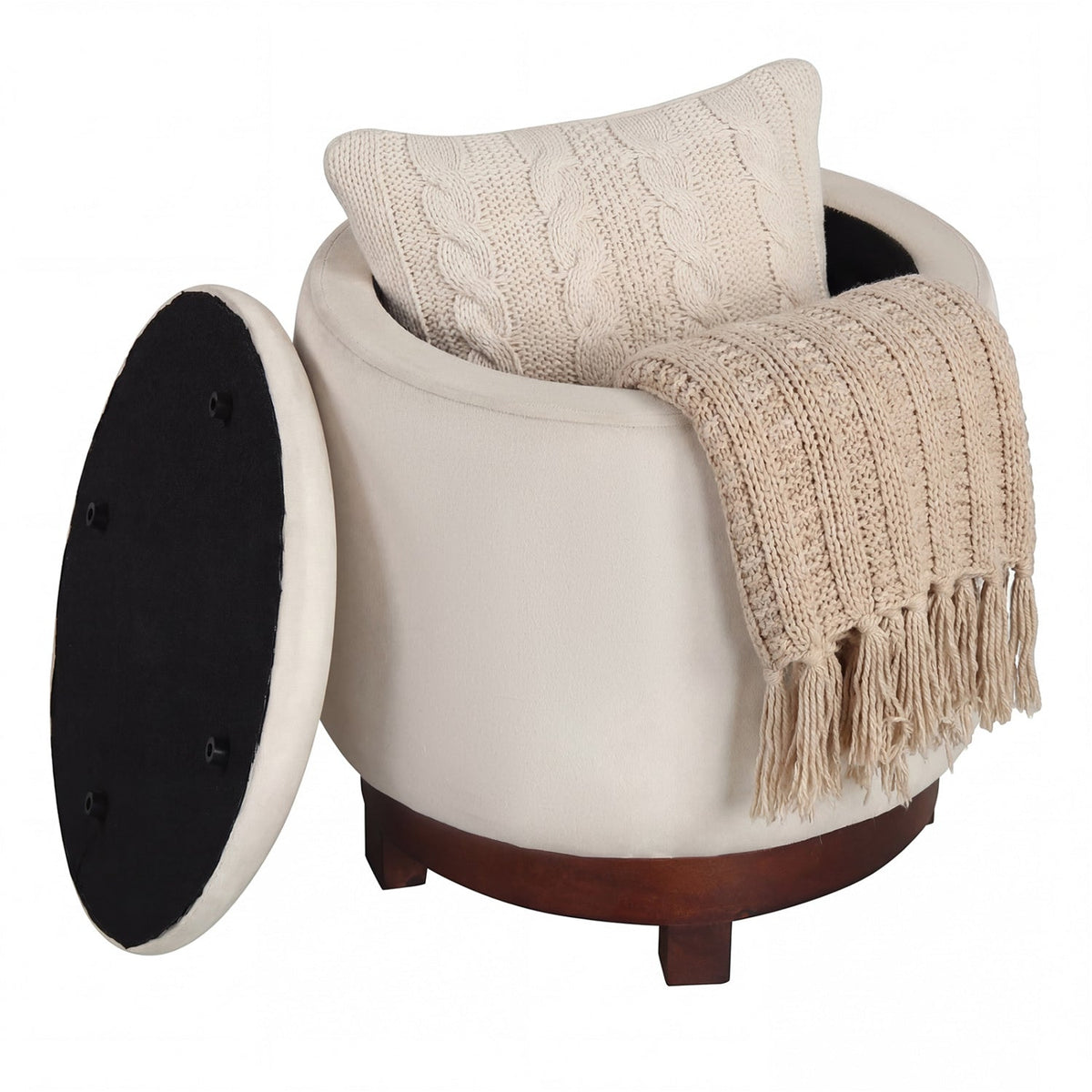 360° Swivel Velvet Foot Rest with Hidden Storage for Living Room