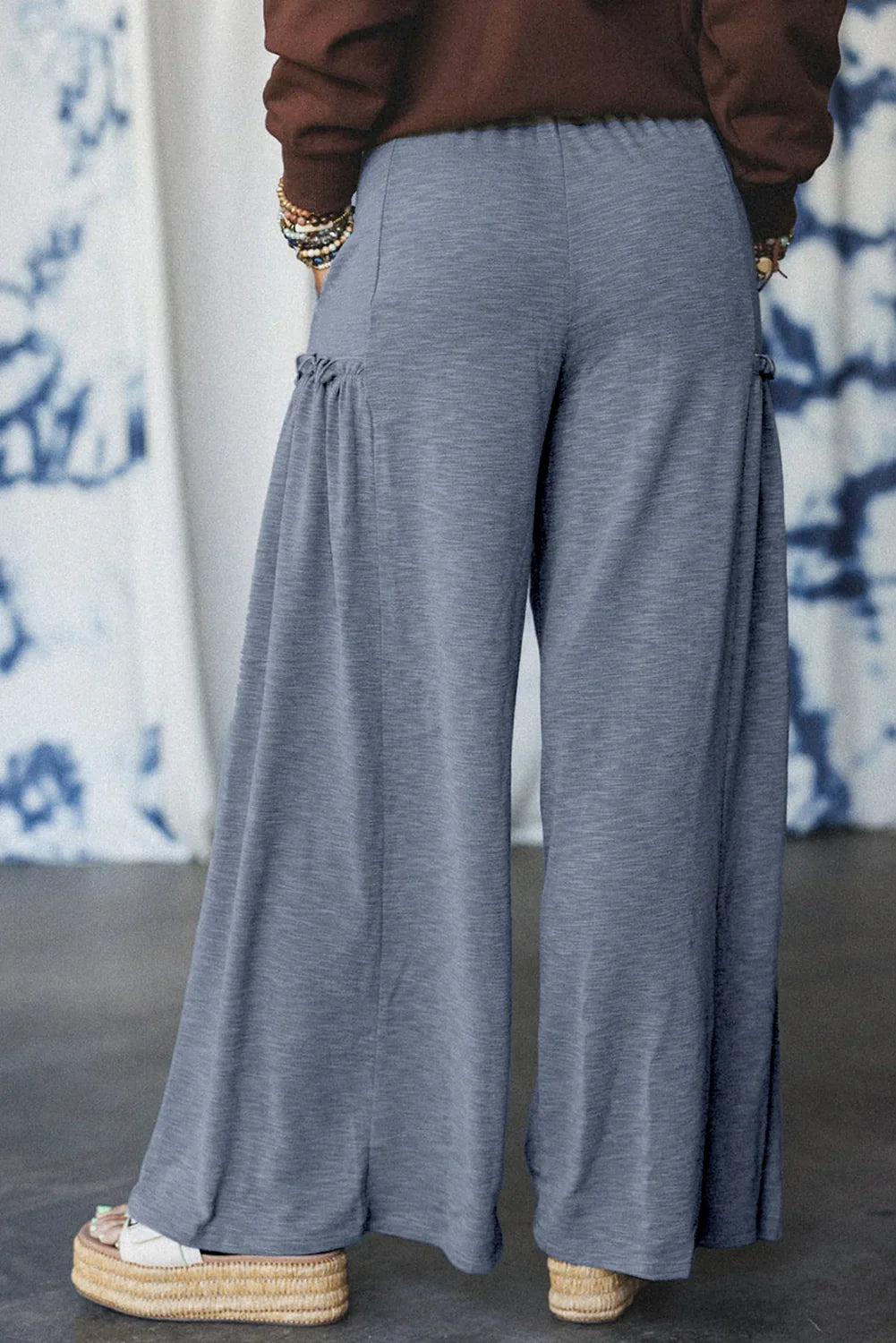 High-rise Frill Detail Wide Leg Loose Pants