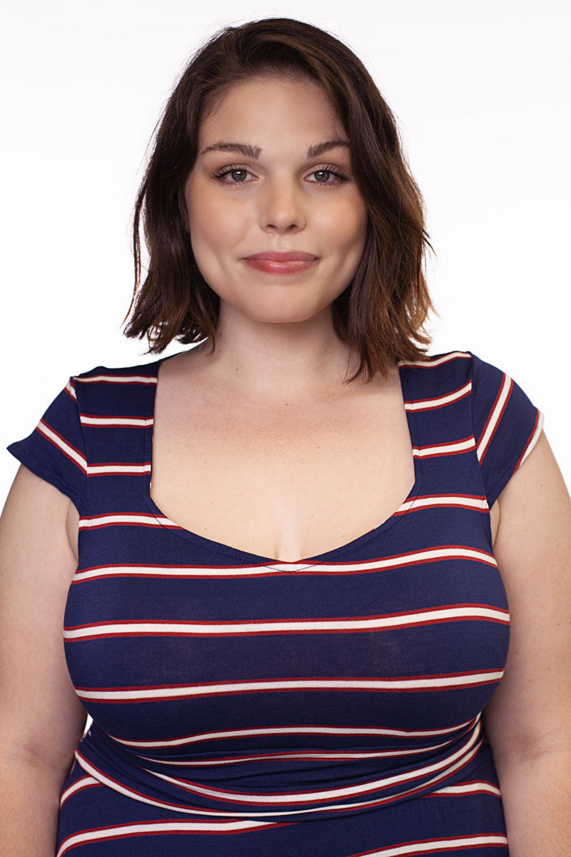 Amelia Dress in Navy Stripes - XS only