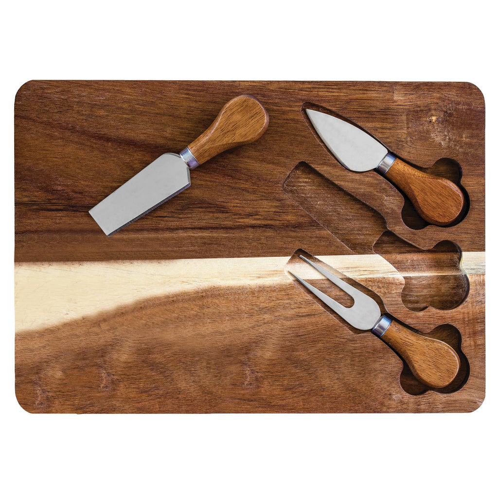 TB Home 4-Pc. Acacia Wood Cheese Board & Cheese Tool Set
