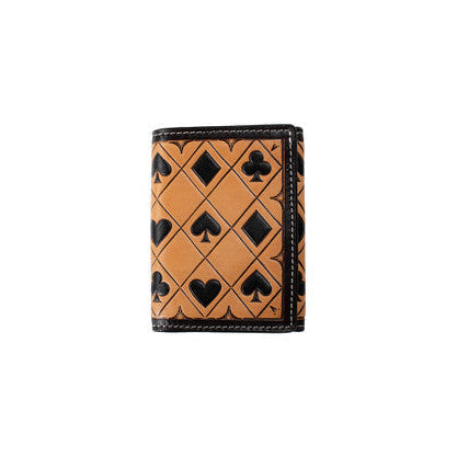 3D Checkered Card Suits - Men's Tri-Fold Wallet