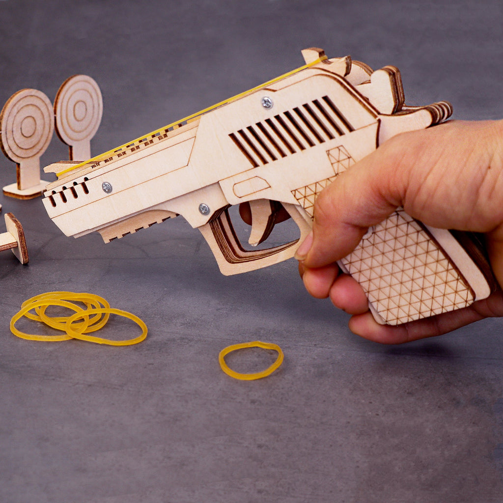 DIY Kit Rubber Band Launcher, Fun Wooden Craft and STEM Toy