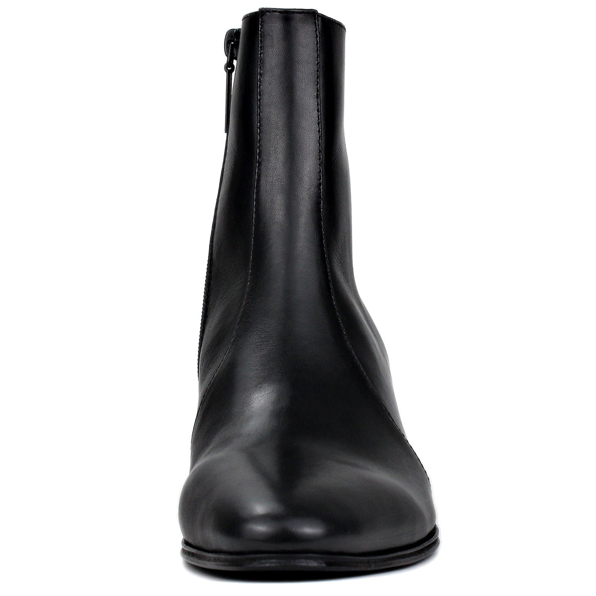 OSSTONE Men Chelsea Ankle Boots Leather Heeled Boots With Side Zipper Cuban Heel Dress Boots Disco Shoes OS-JY046