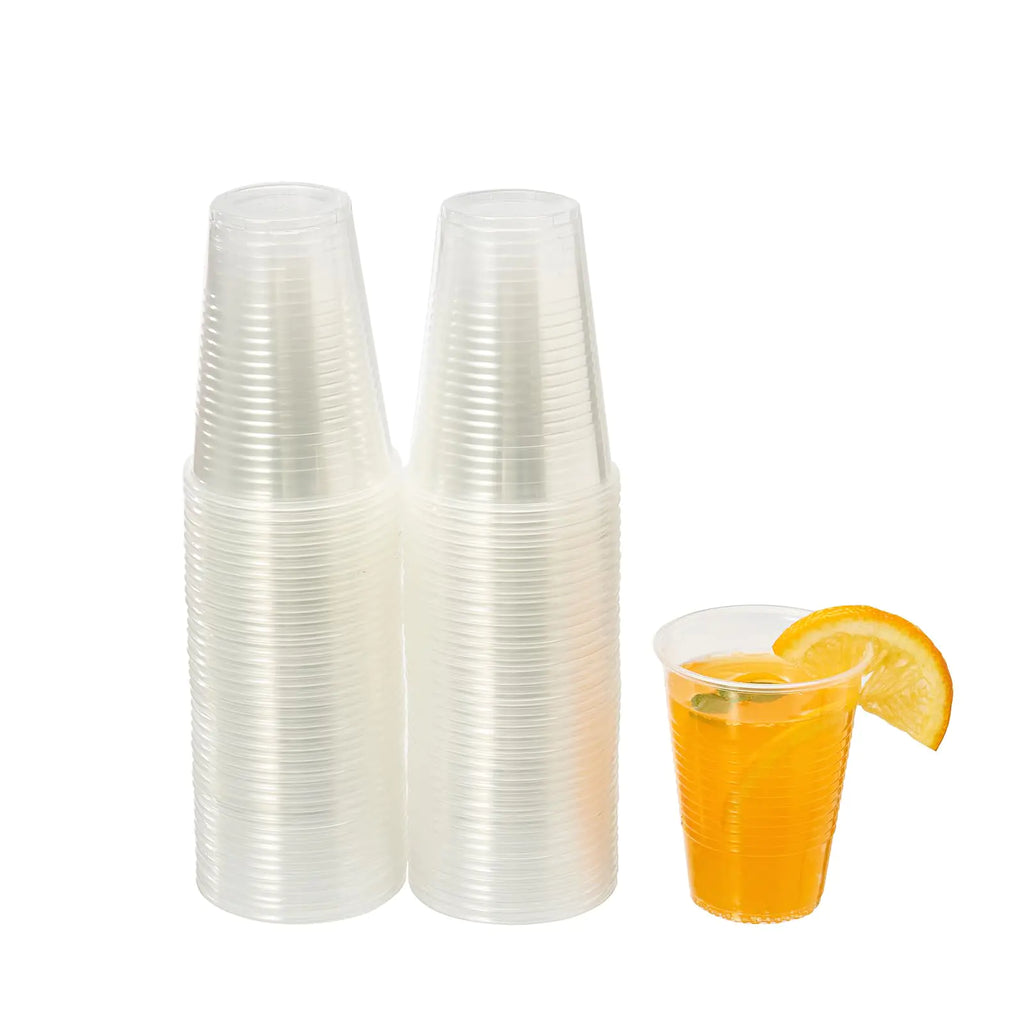Jaluxing 500 Count 9 oz Crystal Clear Disposable Plastic Cups Bulk PP Cups for Parties Water Wine Cold Drinking (Formerly FULING)