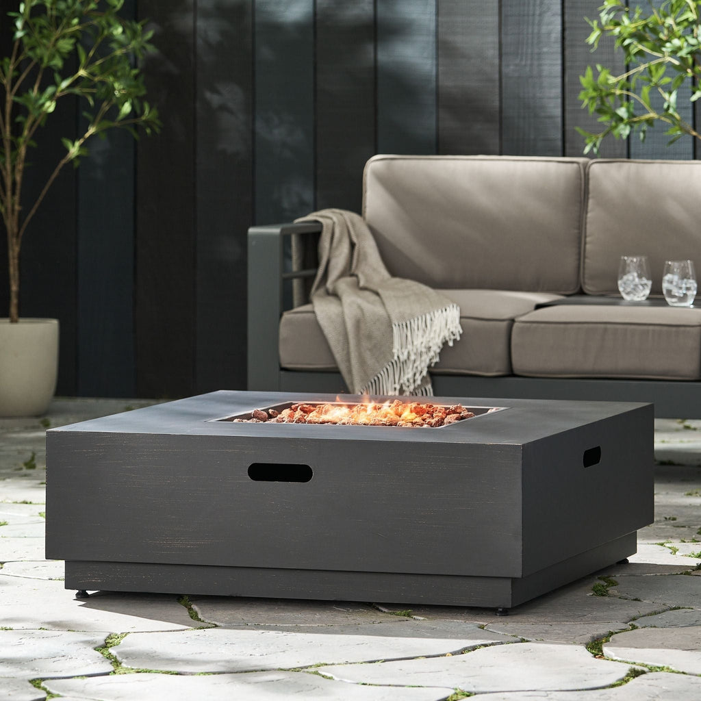40-Inch 50K BTU Modern Outdoor Square Iron Backyard Patio Fire Pit (SAK31635)