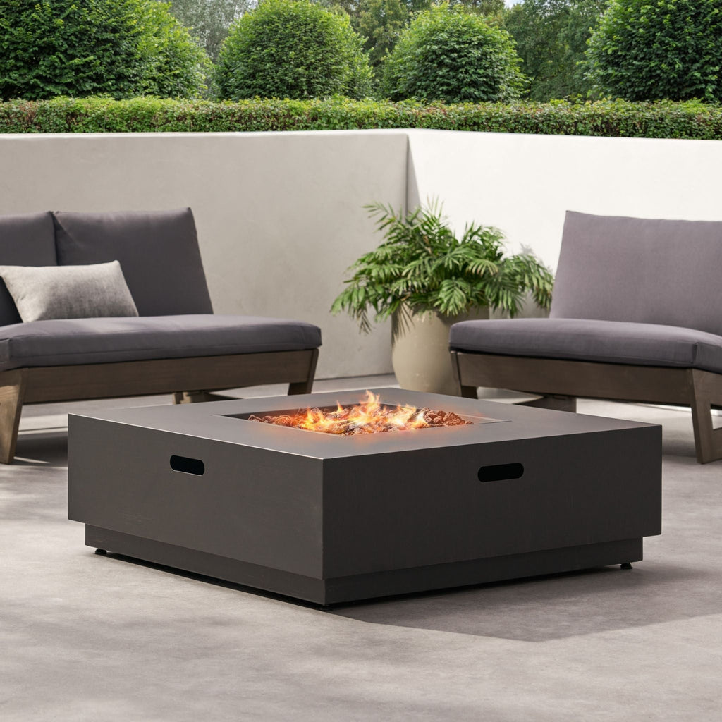 40-Inch 50K BTU Modern Outdoor Square Iron Backyard Patio Fire Pit (SAK31635)