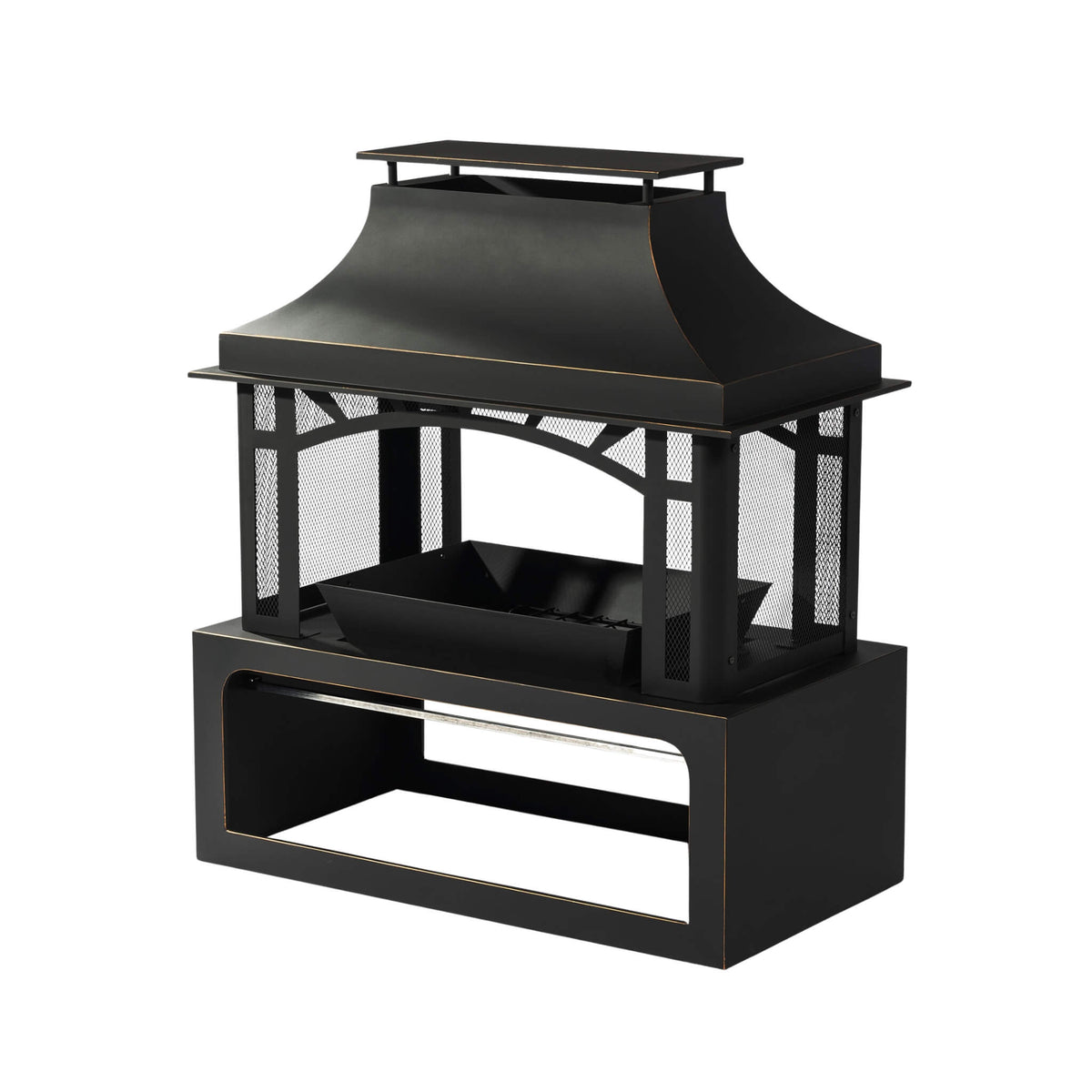 40-Inch Outdoor Steel Wood-Burning Backyard Fireplace Fire Pit (SAK45758)