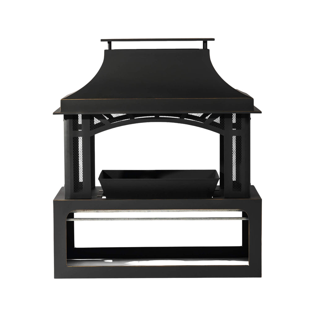 40-Inch Outdoor Steel Wood-Burning Backyard Fireplace Fire Pit (SAK45758)