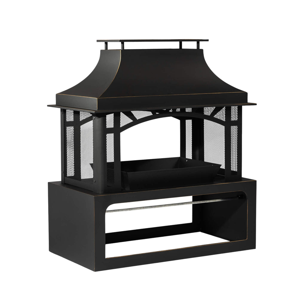 40-Inch Outdoor Steel Wood-Burning Backyard Fireplace Fire Pit (SAK45758)