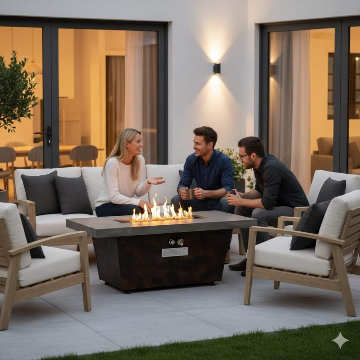 42-Inch Luxury Propane Gas Fire Pit Table With Fireglass (SAK97251)