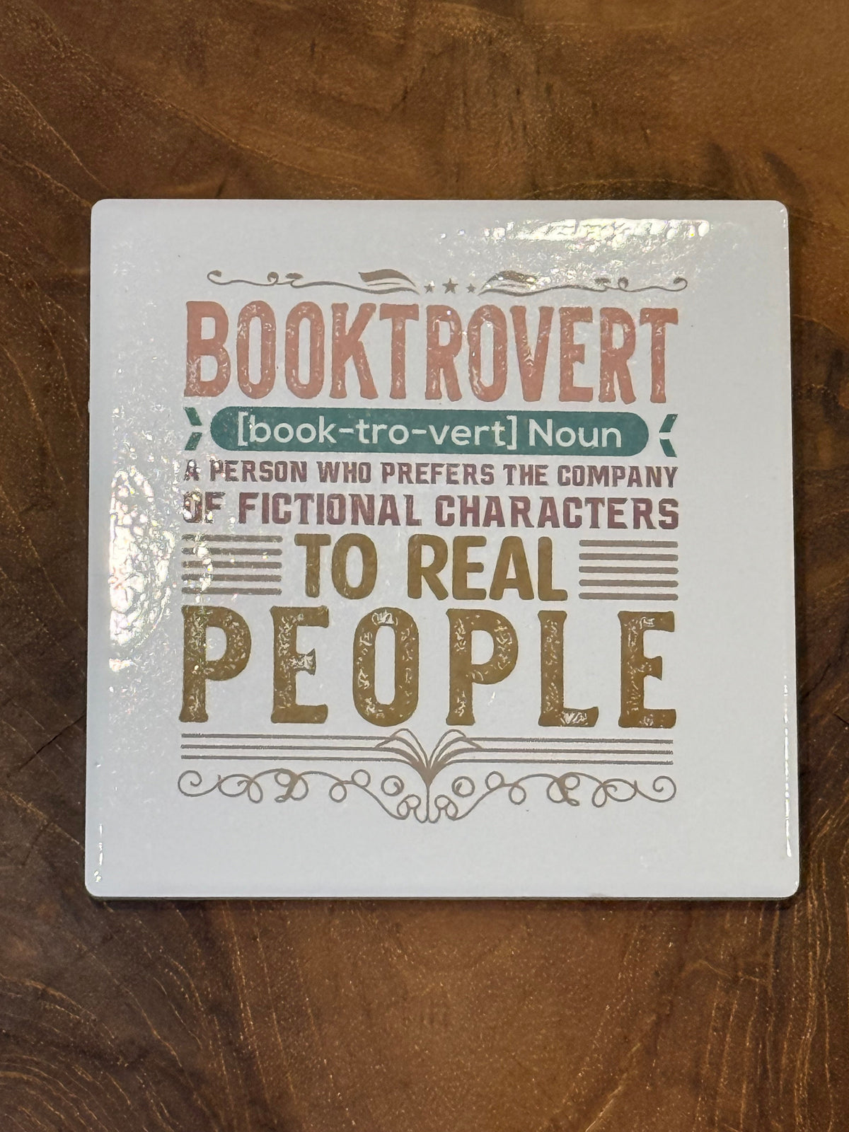 Booktrovert Ceramic Coaster