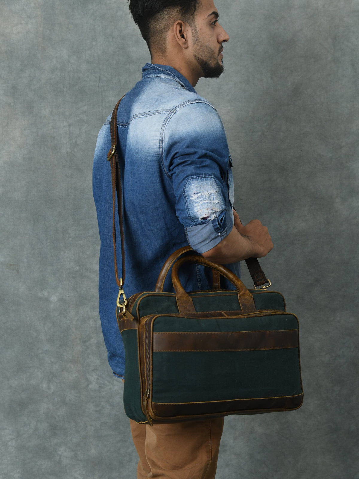 Canvas Green Briefcase
