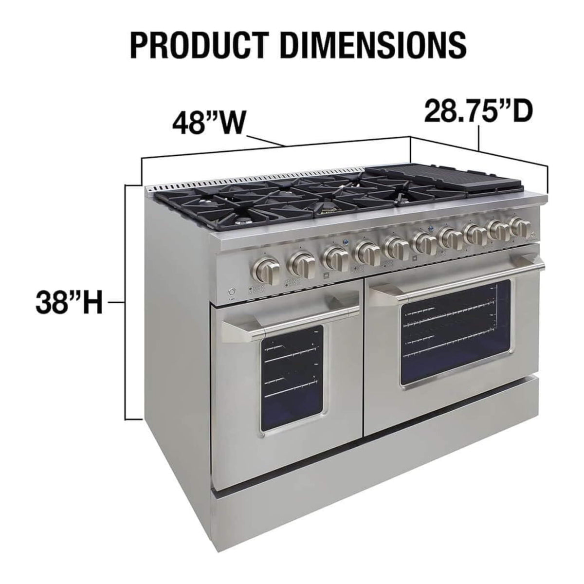 48-Inch Stainless Steel 5-Burner Dual Fuel Range With Convection Oven (SAK82146)