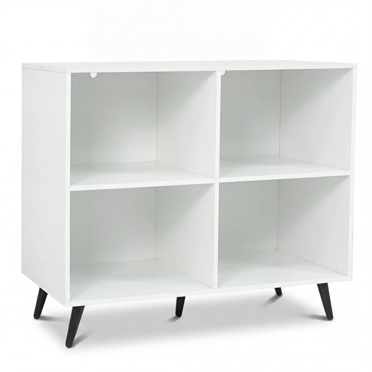 4-Cube Bookshelf with Metal Legs - White