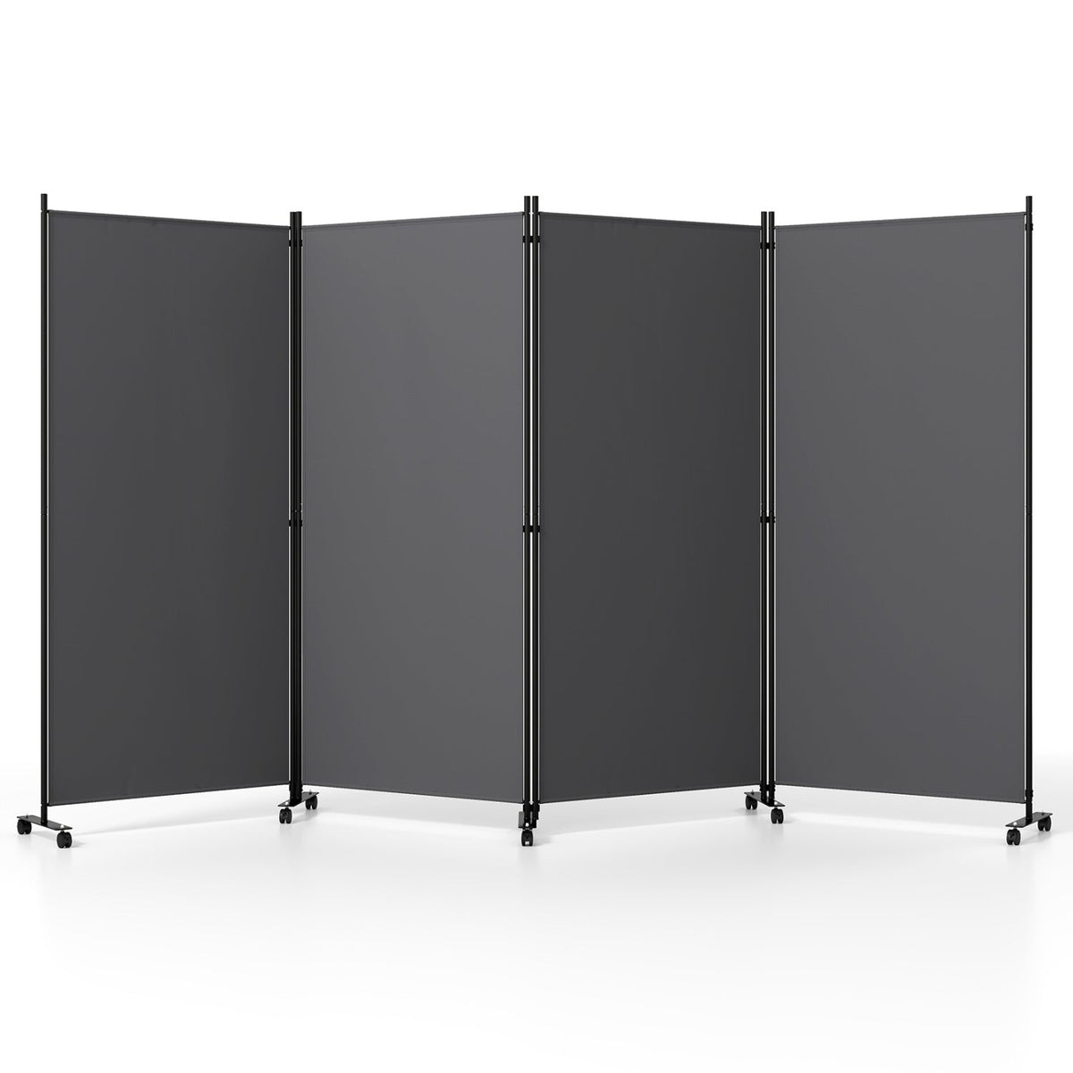4-Panel Folding Room Divider with Wheels - 71.5" Tall