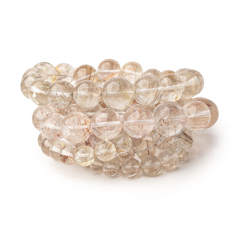 5-12mm Rutilated Quartz Plain Round Beads 16 inch 54 pieces